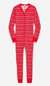 J.Crew Waffel Henley Pyjama Anzug Fair Isle, SMALL, Urlaub rot, Neu mit Etikett - Bild 1 von 5