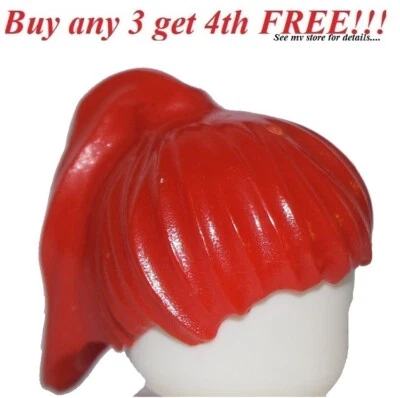 ☀️NEW Lego Minifig Hair Female Red Girl Friends Short w/ Ponytail  - Image 1 of 3
