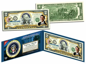 RONALD REAGAN President 1981-1989* COLORIZED $2 BILL! COA & FOLIO! - Picture 1 of 1