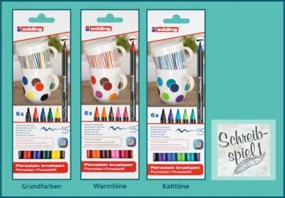 EDDING Porzellan Pinselstift 4200 6er Set -Grundfarben warme kalte Farbtöne - Bild 1 von 4