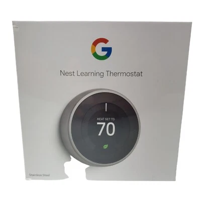 Google Nest 3rd Generation Learning WIFI Thermostat Stainless Steel T3007ES NEW - Image 1 of 4