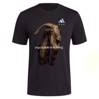 阿迪达斯阿根廷 2023 年 3 星 Lionel Messi #10 山羊黑色 T 恤,尺寸 M — 第 1/2 张图片