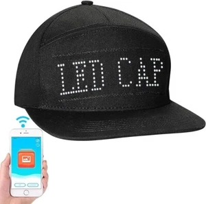 LED Hat Caps Display Message Bluetooth Editable Cool Hat for Party Black - Picture 1 of 6