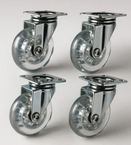 2 Inch Clear Heavy Duty Swivel Rubber Caster Wheels with 360 Degree Top Plate - Picture 1 of 4