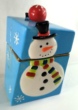SNOW MAN COOKIE JAR, Blue, WINTER Christmas 10"