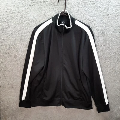 Chaqueta de Inicio Adulto Grande Negra Blanca Atletismo Correr Correr Correr Gimnasio Deportes Y2K Foto 1 de 4