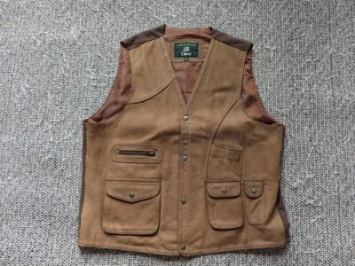 vintage ORVIS cowhide SPORTSMAN leather vest L tan brown SAFARI photographer 44 - Image 1 of 4
