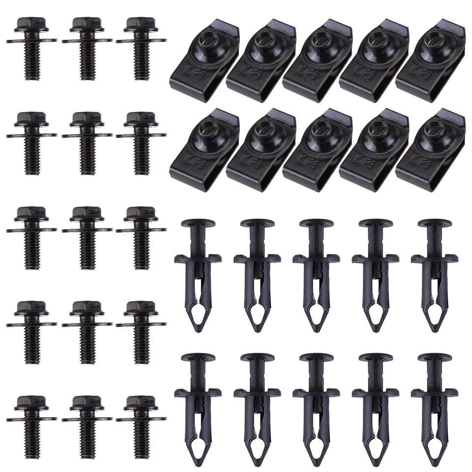 35PCS For Audi Engine Under Cover Splash Shield Guard M6 Bolts & U-nut Clips Foto 1 de 4
