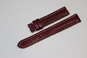 Breitling Bracelet/Band Crocodile - Lug 15mm Bordeaux Barbless - Picture 1 of 2