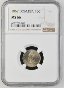 Dominican Republic 10 Centavos 1967 NGC MS 66 - Picture 1 of 2