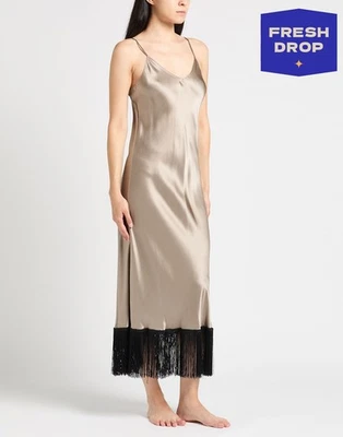 PVP 280€ VIVIS Whitney Camisón Satinado Seda Talla M Flecos Tirantes Foto 1 de 4