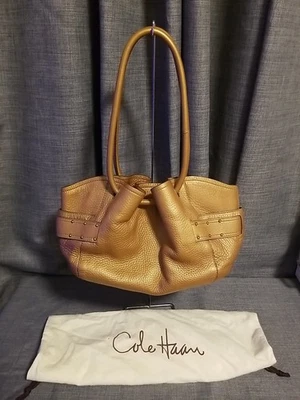 COLE HAAN Copper Pebbled Soft Leather Large Handbag - Image 1 of 4
