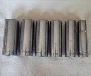 Vintage Craftsman 3/8" Drive 6 Piece SAE =V= Series Deep Socket Set Made in USA - Picture 1 of 5
