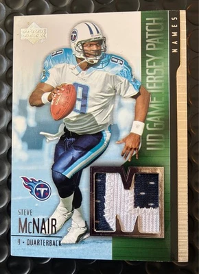 Parche de camiseta del juego Upper Deck 2004 nombres Steve McNair raro estuche SSP Hit Titans Foto 1 de 2