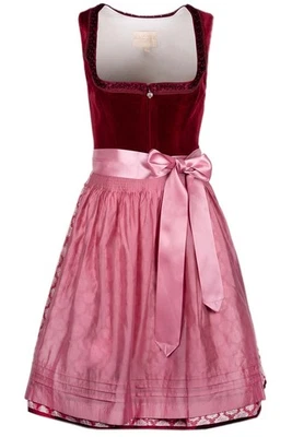 Krüger Dirndl Almeria 60cm Länge rot Samt knielang Samtdirndl Damen  - Bild 1 von 4