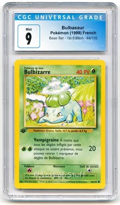 CGC 9 MINT French Bulbasaur Base Set 1st Edition 1999 Pokemon WOTC 44/102 -24 - Image 1 of 2