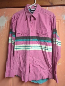 VINTAGE Wrangler Brushpopper Western Shirt X-Long Tail Stripe 15 1/2 Cowboy 90s - Picture 1 of 10