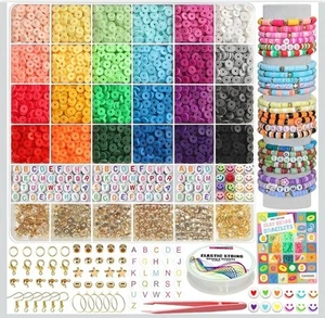 6000pcs Earth Color Clay Bead Bracelet Making Kit, 24 Colors DIY Jewelry Making - Picture 1 of 6