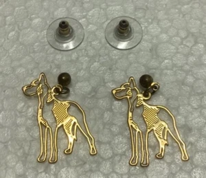 Great Dane Dog Gold Tone Earrings Pierced Ear 1” New - Picture 1 of 3
