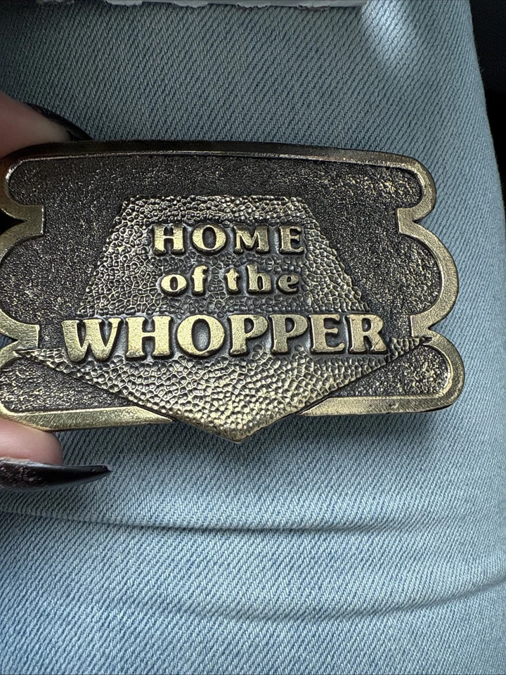 Hebilla de cinturón vintage 1979 Home of the Whopper edición limitada #906 Foto 1 de 2