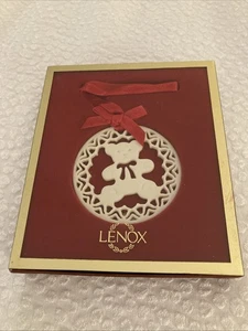 "Oso de peluche de porcelana vintage Lenox Yuletide adorno de Navidad 2,5"" ~ nuevo en caja" - Imagen 1 de 3
