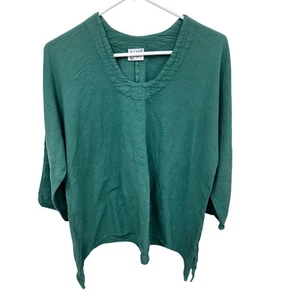 Oh My Gauze Cotton Tunic Top 3/4 Sleeve Lightweight Green Size 2 lg xLg EUC - Picture 1 of 8