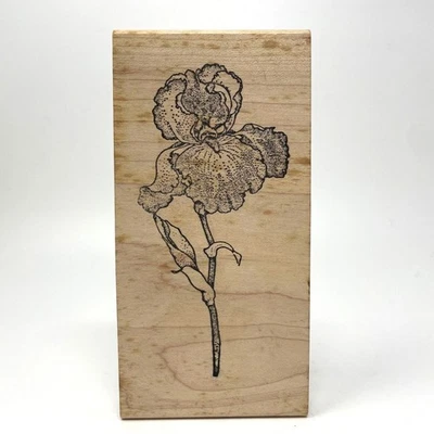 Carimbo de borracha Judi Kin’s Iris, montado em madeira, design aposentado, HTF, flor, floral - Imagem 1 de 3