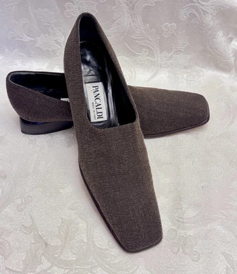 Zapatos de tacón de tela marrón Pancaldi para mujer talla 9 AA Foto 1 de 4