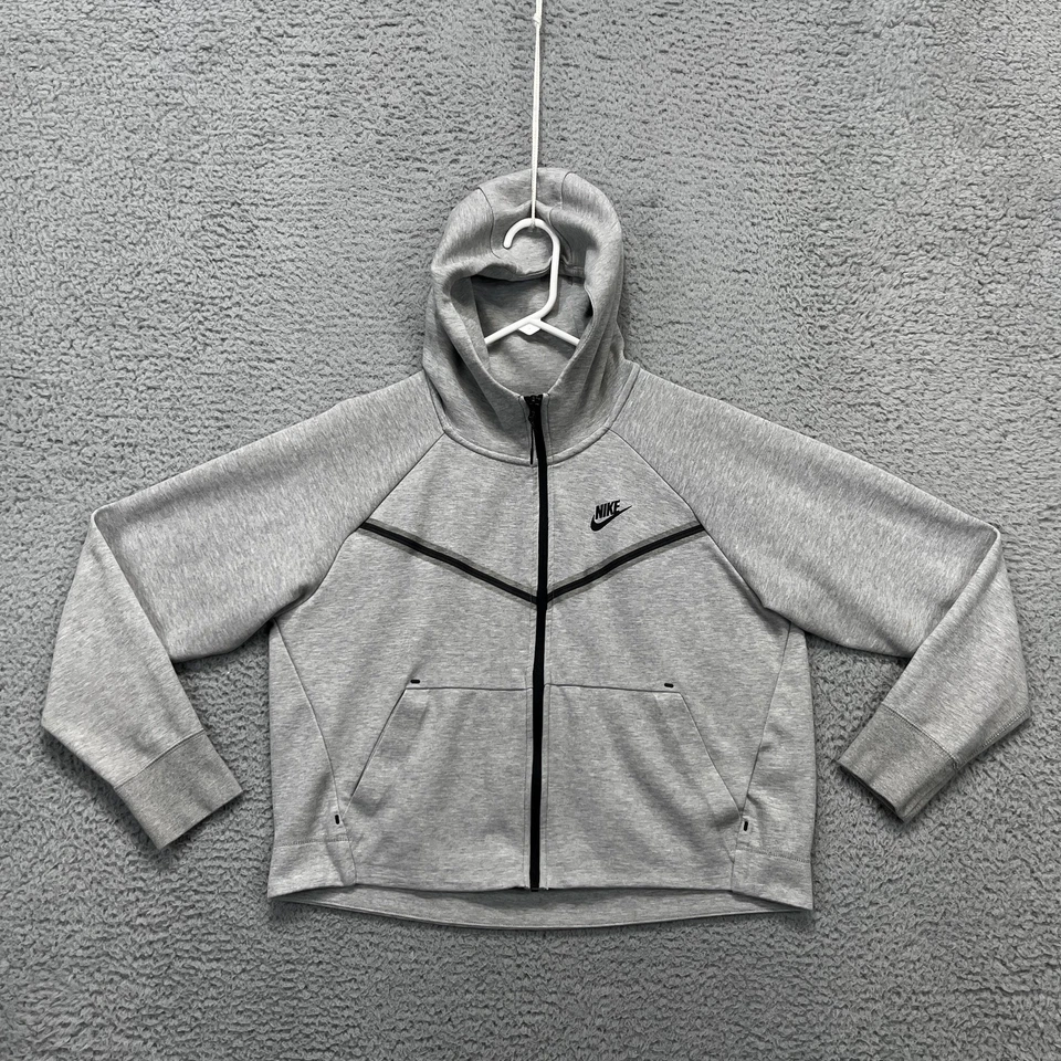 Nike Tech Fleece Hoodie Womens Large Gray Full Zip Athletic Jacket CW4298-063 - Image 1 of 4