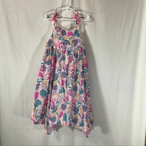Tommy Bahama Bright Pink Cotton Butterfly Tropical Sundress 8 Tassels Lined - Picture 1 of 8