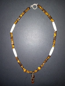 Tigers Eye Necklace 17" Length Boho Bohemian Polished Cut Beads - Picture 1 of 1