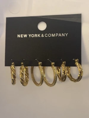New York And Company Pendientes Aro Tono Dorado Juego de 3 Pares Regalo Medias Relleno Nuevo Foto 1 de 2