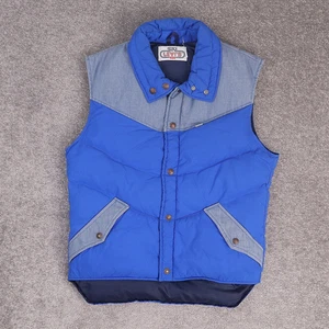 VTG 70s Levi's Ski Goose Down Denim Large Blue Sleeveless Snap Puffer Vest - Picture 1 of 10