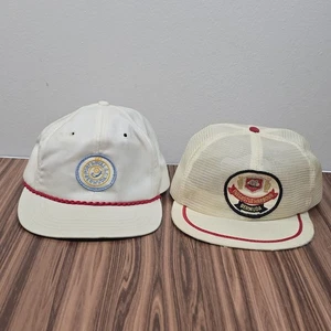 Lot x2 Rare Vintage Golf Hats Derby Cap USA Made Trucker Rope Adjustable Hipster - Picture 1 of 22