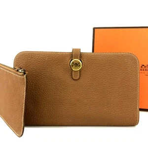HERMES Dogon GM Togo Leather Long Bifold Wallet Brown/2BG2134 - Imagen 1 de 8