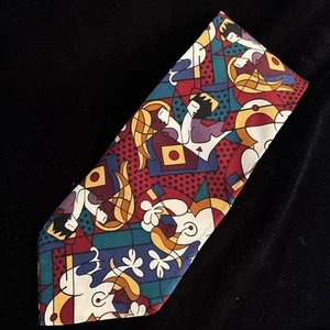 Cravatta vintage Romero Britto 100% seta multicolore "Dopo aver fatto l'amore" - Foto 1 di 5