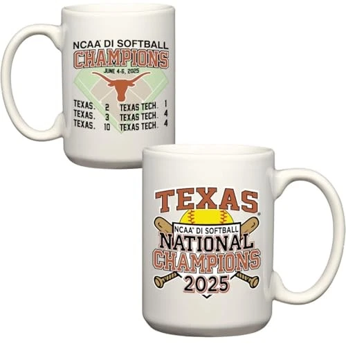Texas Longhorns 2025 NCAA Women's Softball Champions Mug - Image 1 of 1