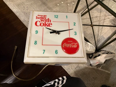 Vintage 1960s Things Go Better With Coke Coca-Cola Hanover Clock 16x16 As Is - Image 1 of 4