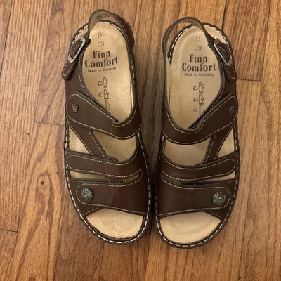 Finn Comfort Sandals Womens Size EUR 39 D Brown Leather Strappy Made in Germany - Image 1 of 4