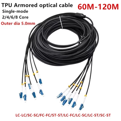 TPU Armored Optica Cable LC/FC/SC/ST Patch Cord SM 2/4/6/8 Cores with Protective - Image 1 of 4