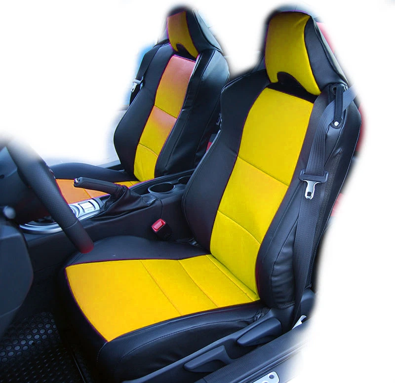 CAPAS DE ASSENTO DIANTEIRO IGGEE AJUSTE PERSONALIZADO PARA SUBARU BRZ 2013-2018 PRETO/AMARELO - Imagem 1 de 4