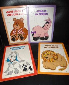 SET OF 4 VINTAGE 1983 WARNER PRESS FRAME TRAY PUZZLES JESUS IS MY FRIEND - Imagen 1 de 1