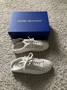STUART WEITZMAN GOLDIE CHILL ECHT LAMMFELL GEFÜTTERTE PANTOLETTE SNEAKER GRÖSSE 8M WEISS - Bild 1 von 9