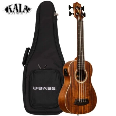 Kala Solid Hawaiian Koa Top Acoustic Electric U-BASS With Bag UBASS-KOA-FS - Image 1 of 4