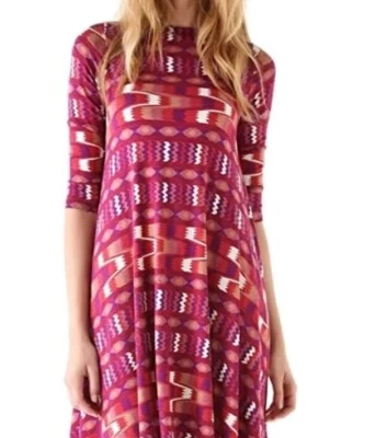 Camiseta Vestido Rachel Pally Estampado Azteca Cuello Barco Plisado Mujer Plus 3X Geométrico Foto 1 de 4