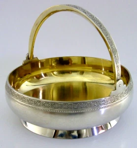 BEAUTIFUL RUSSIAN SOVIET ERA 875 SOLID SILVER GILT BOWL 1976-1994 153g MINT - Picture 1 of 11