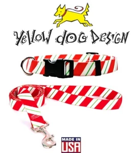 Diseño Amarillo Perro NAVIDAD Cachorro Perro Cuello o Correa Palo Menta XS S M L - Imagen 1 de 6