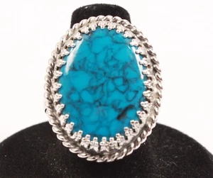 Whiting and Davis Ring Vintage Jewelry Blue Stone with Veins VGC - Picture 1 of 5
