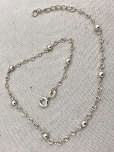 Sterling Silber. 925 10 Zoll Kette 3 mm Sterling Silber Perlen Fußkettchen Armband - Bild 1 von 4