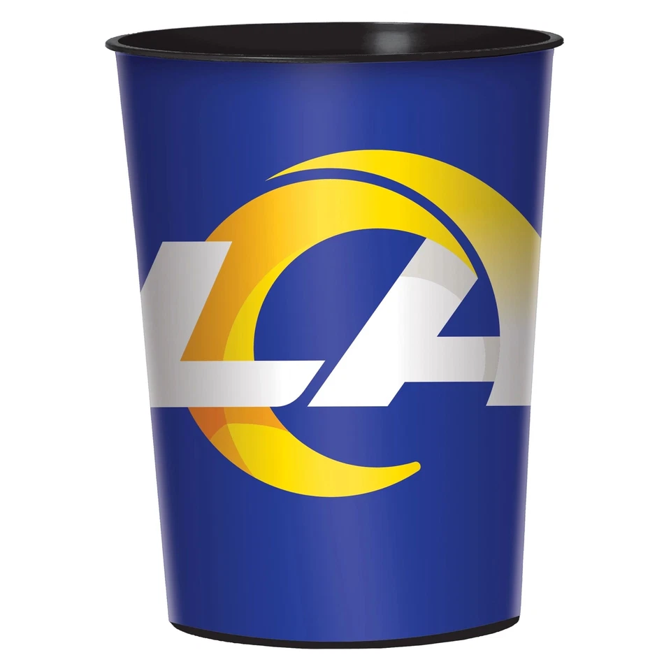 AMSCAN Los Angeles Rams Football Fan 16 OZ Plastic Reusable Drink Cup, Blue Yellow